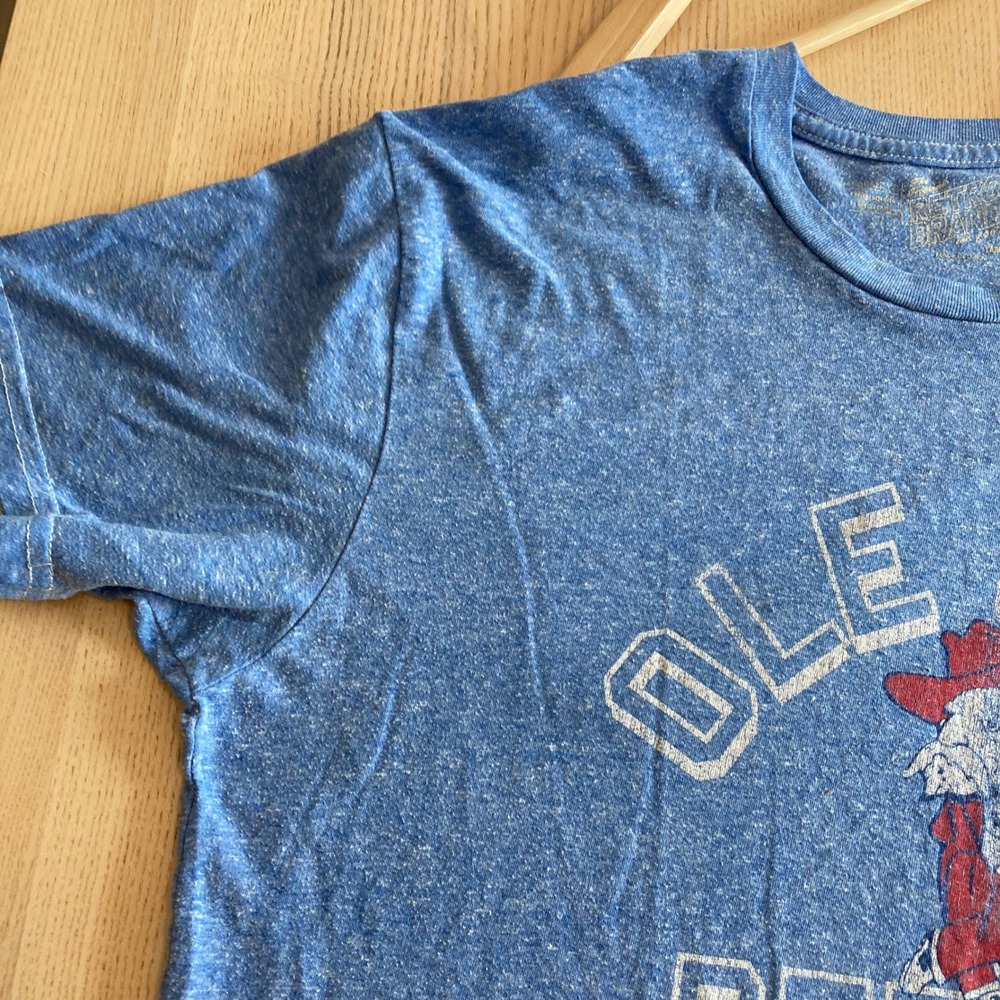 Retro Brand T-Shirt Mens Large Blue Ole Miss Rebels Distressed Graphic Tee - Picture 8 of 11